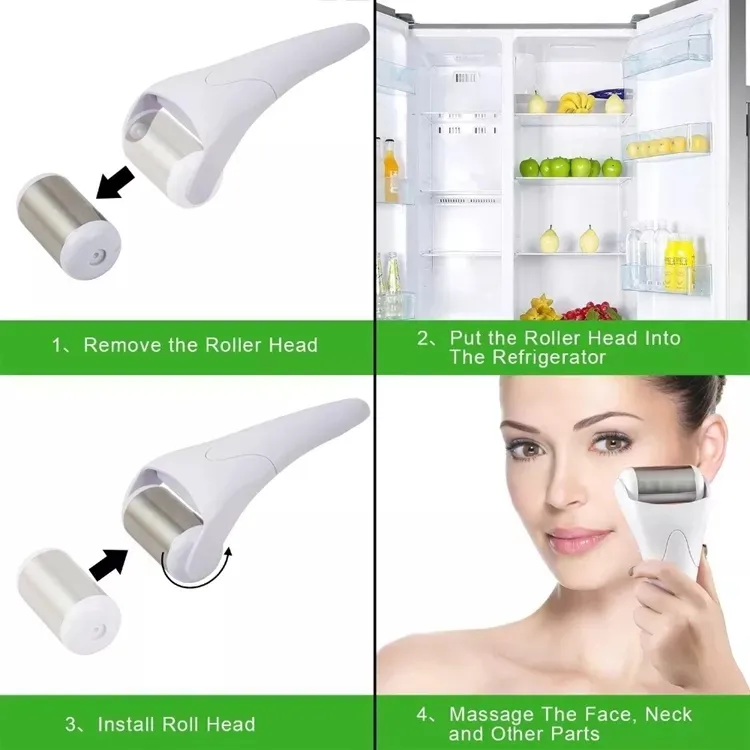 Rodillo de Derma Refrigerante para la Cara y el Cuerpo Masajeador Rodillo de Hielo