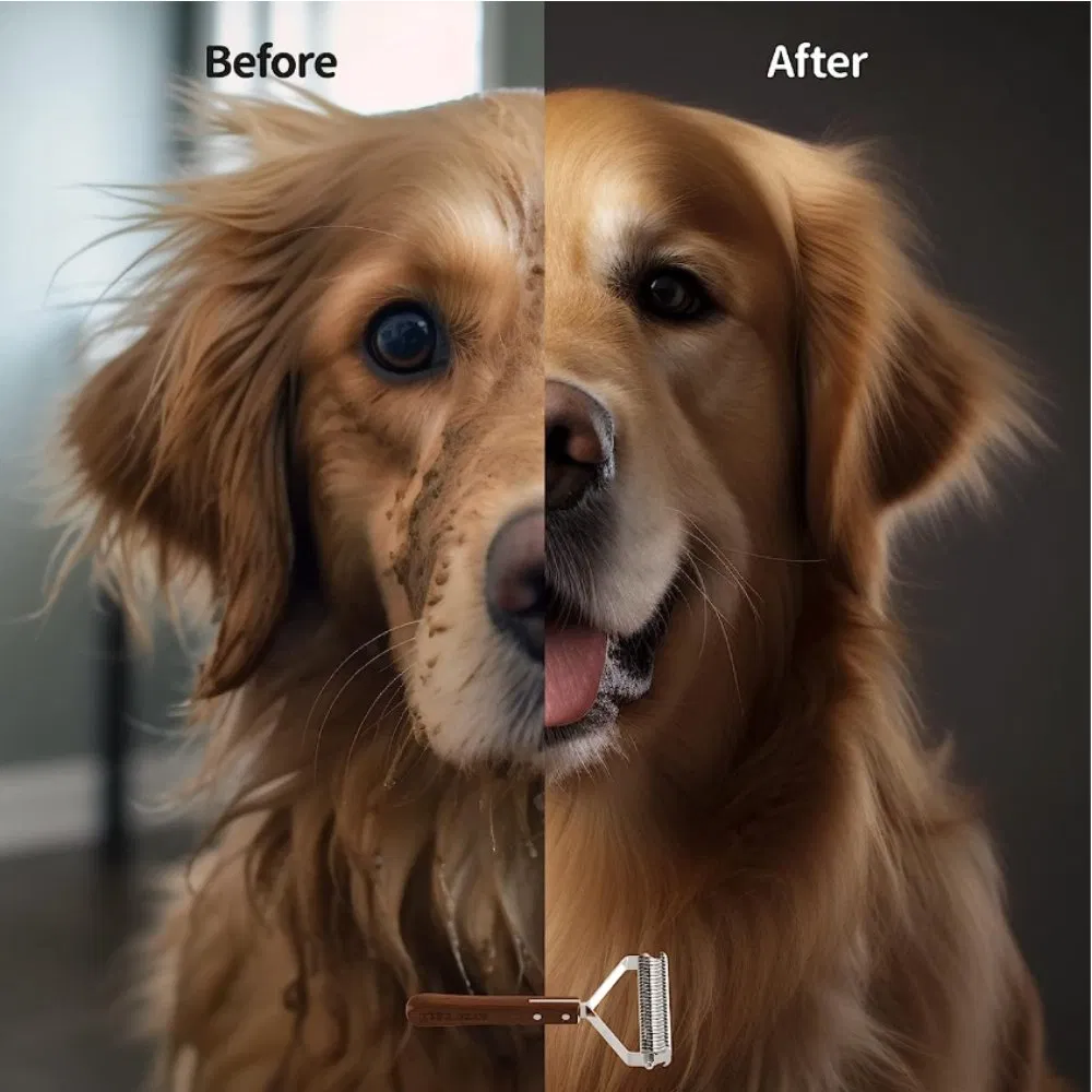Herramientas de aseo para perros y gatos para desmatizar y desenredar rápidamente el subpelo
