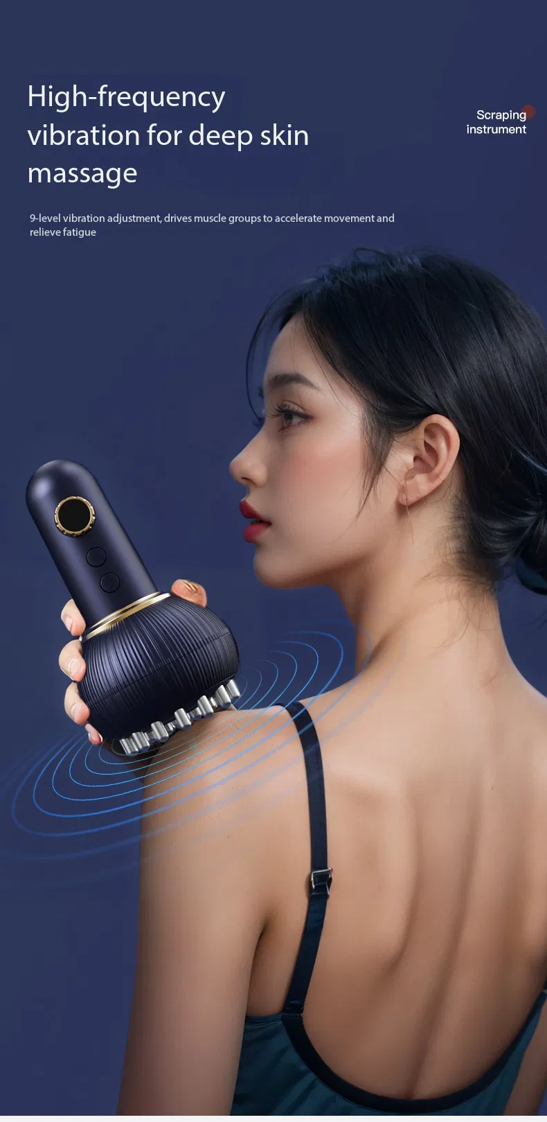 Instrumento de Gua Sha con Meridiano Eléctrico para desbloqueo de hombros y cuello y masaje abdominal