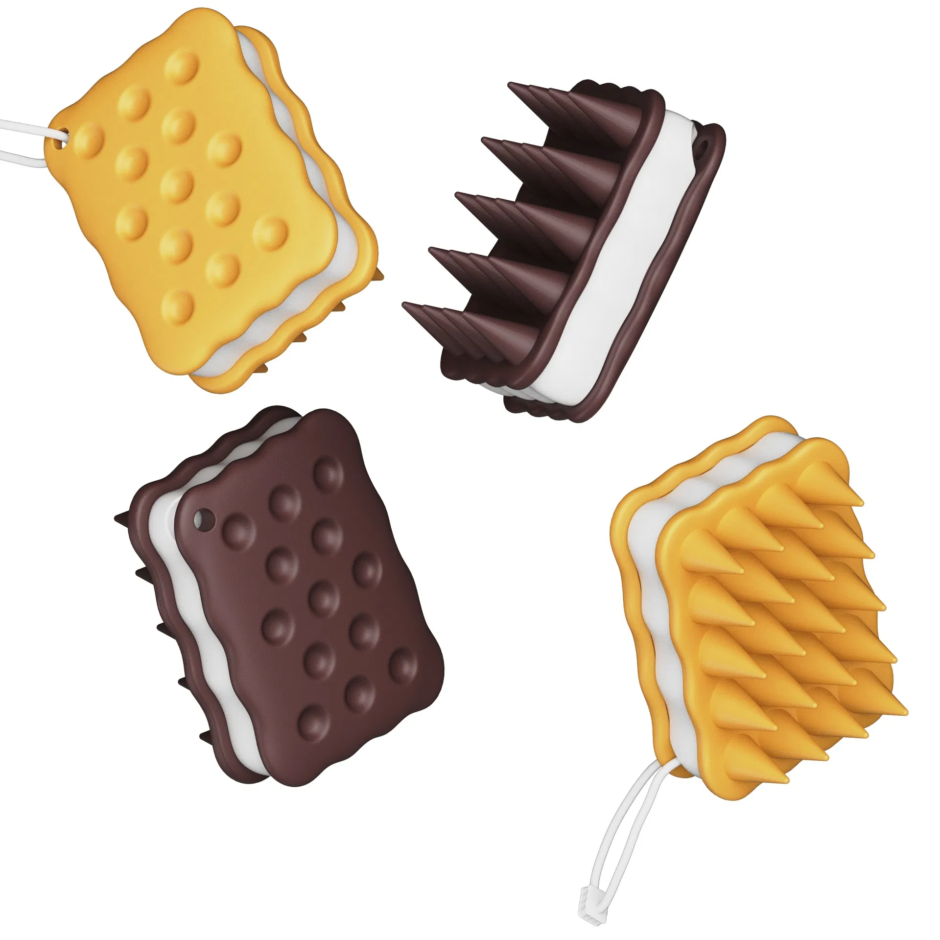 Cepillo de Masaje para el Cuero Cabelludo y Limpieza en Forma de Galleta Sin Esfuerzo