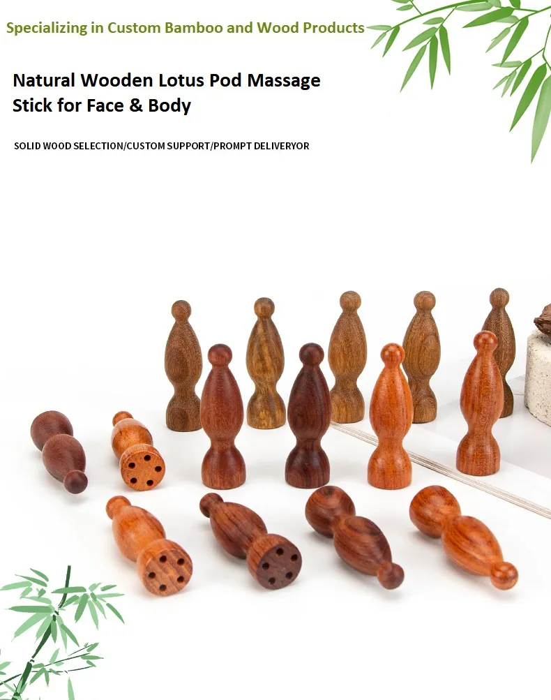 Herramienta de Gua Sha de palo de masaje de loto hecho a mano para terapia de masaje