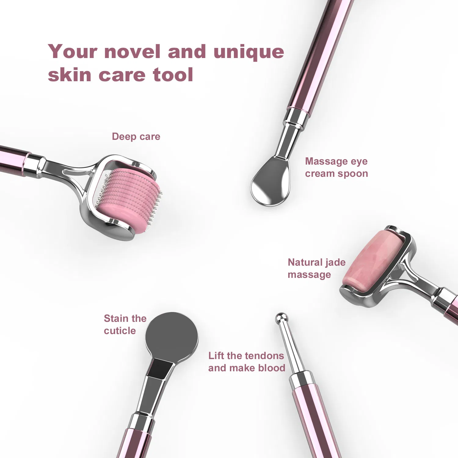 Dúo de Gua Sha y Microdermoabrasión: Pulidor de Diamante, Cuchara para Ojos, Varita de Acupresión para una Piel Radiante
