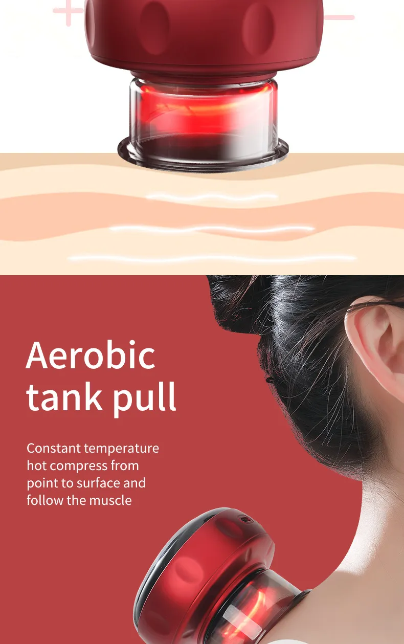 Herramienta de masajeador de espalda Gua Sha portátil, masajeador de terapia de ventosas, máquina de terapia de ventosas eléctrica