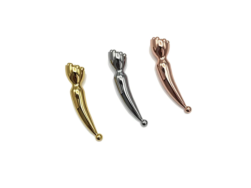 Nueva forma de cabezal de ducha de aleación de zinc, herramienta de masaje facial Gua Sha de metal en color plata y oro rosa, bolígrafo de acupuntura para el rostro