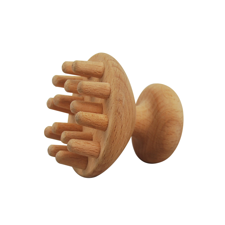 Herramienta de masaje de cuero cabelludo de terapia de acupuntos de madera para masaje corporal de mano