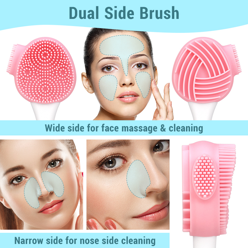 Diseño de logotipo impreso personalizado, máscara de silicona suave y ligera, cómoda, cepillo limpiador facial exfoliante, masaje del cuero cabelludo