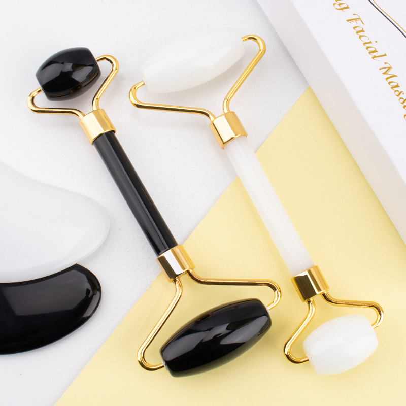 Herramienta de masaje facial de jade de doble cabeza de alta calidad para relajar los músculos