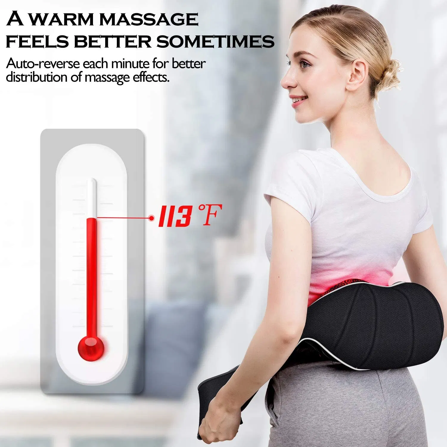 Masajeador de Cuello y Espalda Shiatsu con Calor, Masajeadores de Tejido Profundo para la Recuperación Deportiva de Cuello, Espalda, Hombros Herramientas de Masaje Shiatsu Relajantes 3D Amasado