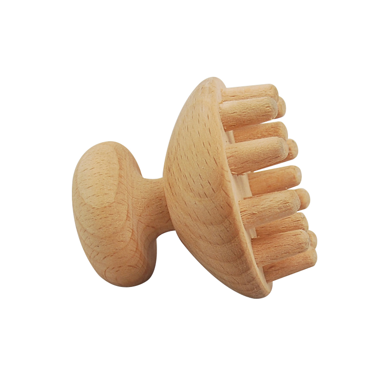 Herramienta de masaje de cuero cabelludo de terapia de acupuntos de madera para masaje corporal de mano