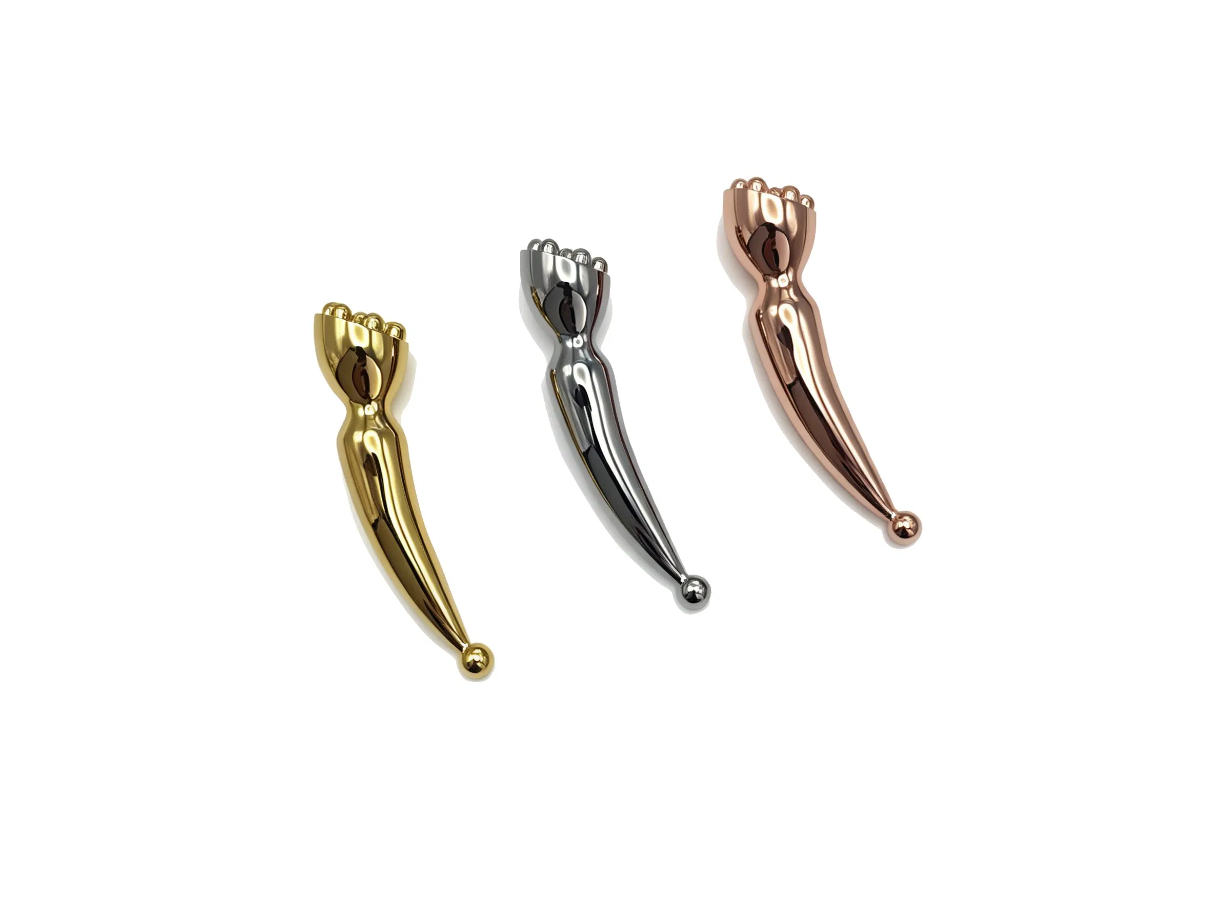 Nueva forma de cabezal de ducha de aleación de zinc, herramienta de masaje facial Gua Sha de metal en color plata y oro rosa, bolígrafo de acupuntura para el rostro