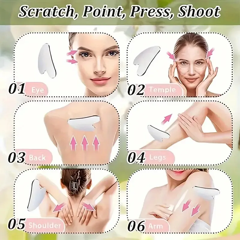 Herramientas de masaje de raspado de metal en forma de corazón personalizadas para la cara y el cuerpo