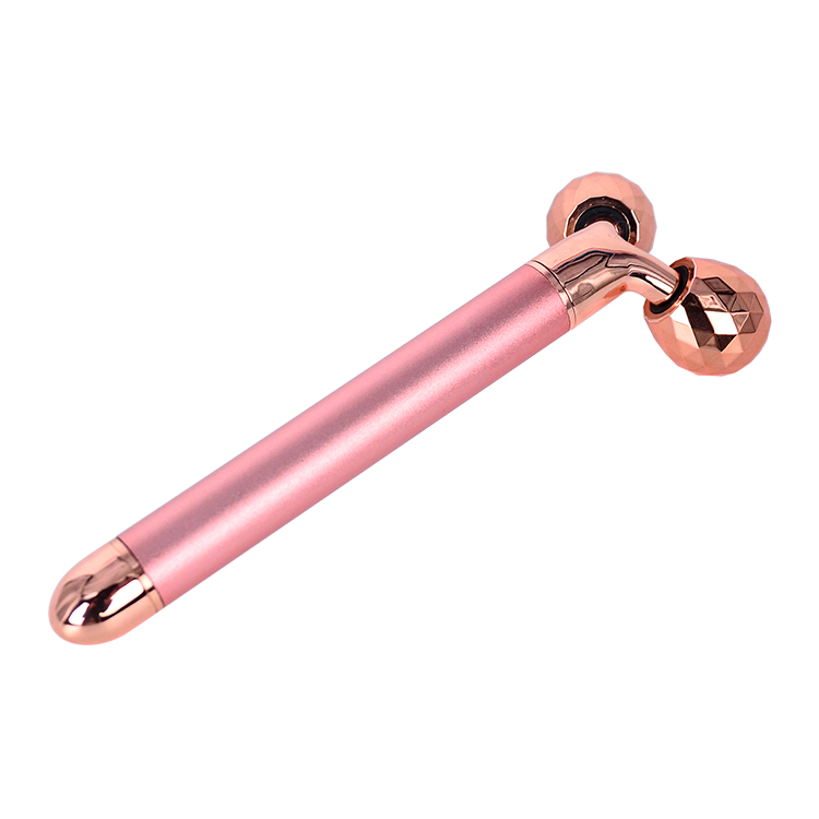 2 en 1 Rodillo facial de cristal de jade rosa natural vibrante eléctrico para levantar la cara, herramienta de masaje de belleza