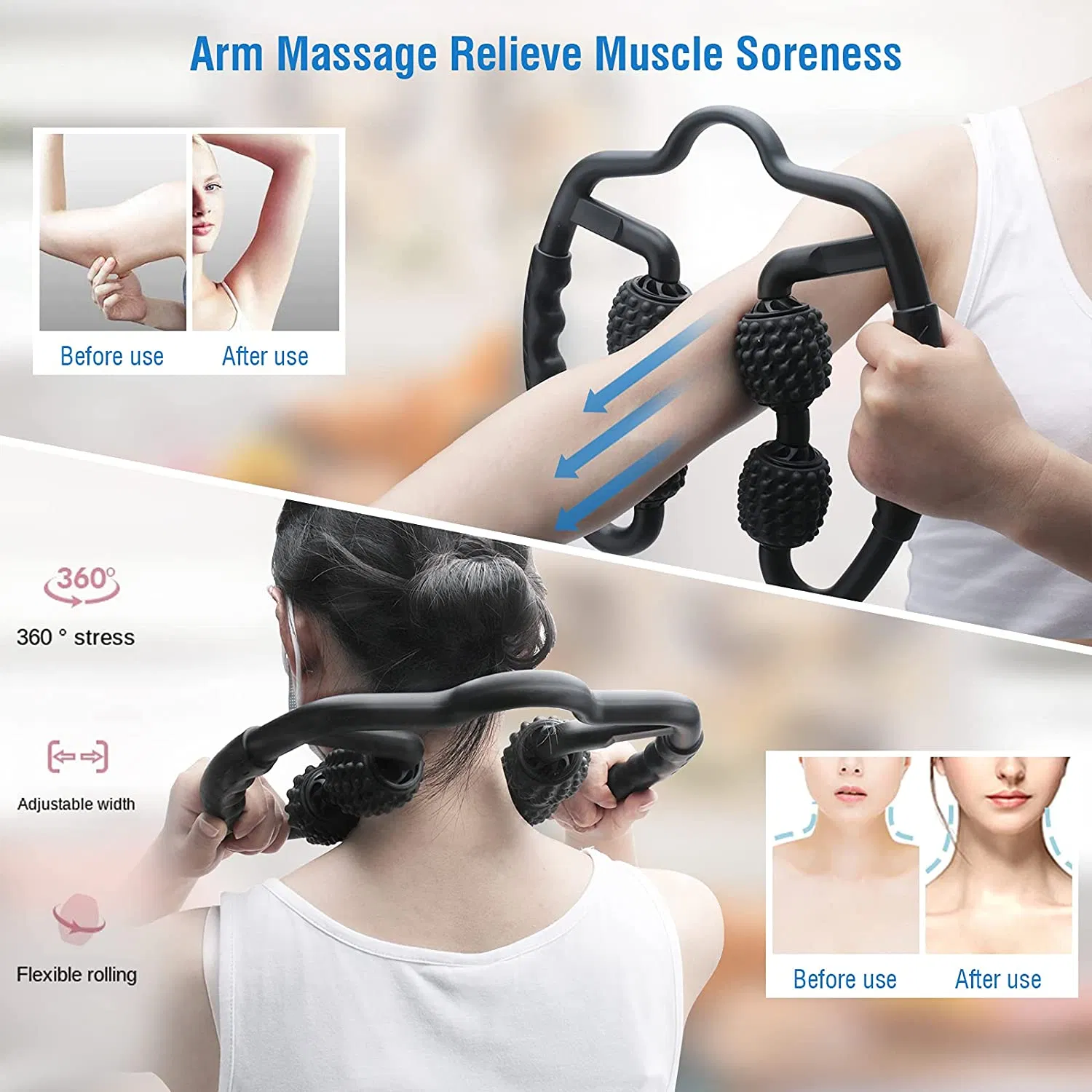 Amazon Venta caliente rodillo de espuma de tejido profundo masajeador para aliviar los dolores musculares, rigidez y músculos tensos