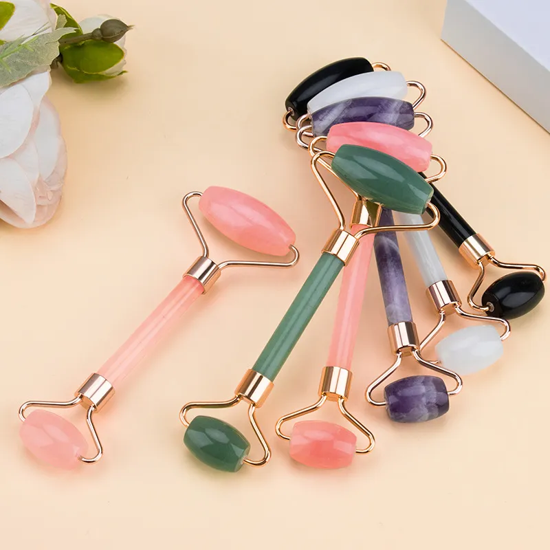 Herramienta de masaje facial de jade de doble cabeza de alta calidad para relajar los músculos