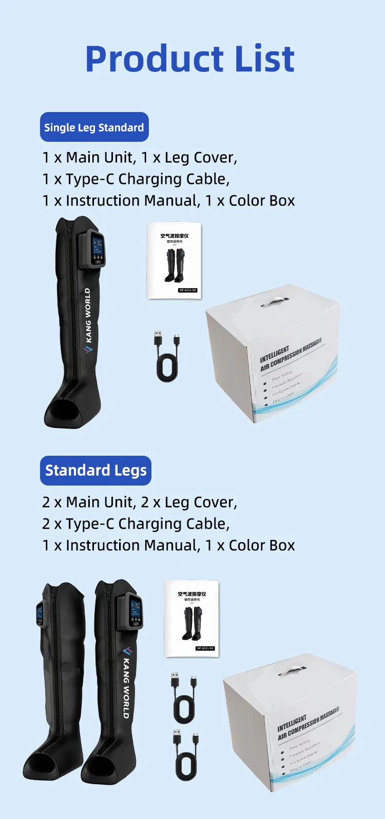 Máquina de presoterapia ajustable de talla única