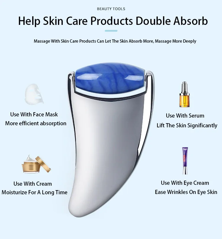 Herramienta de masaje de tejido profundo de acero inoxidable con rodillo de jade y bolígrafo de acupuntura Gua Sha