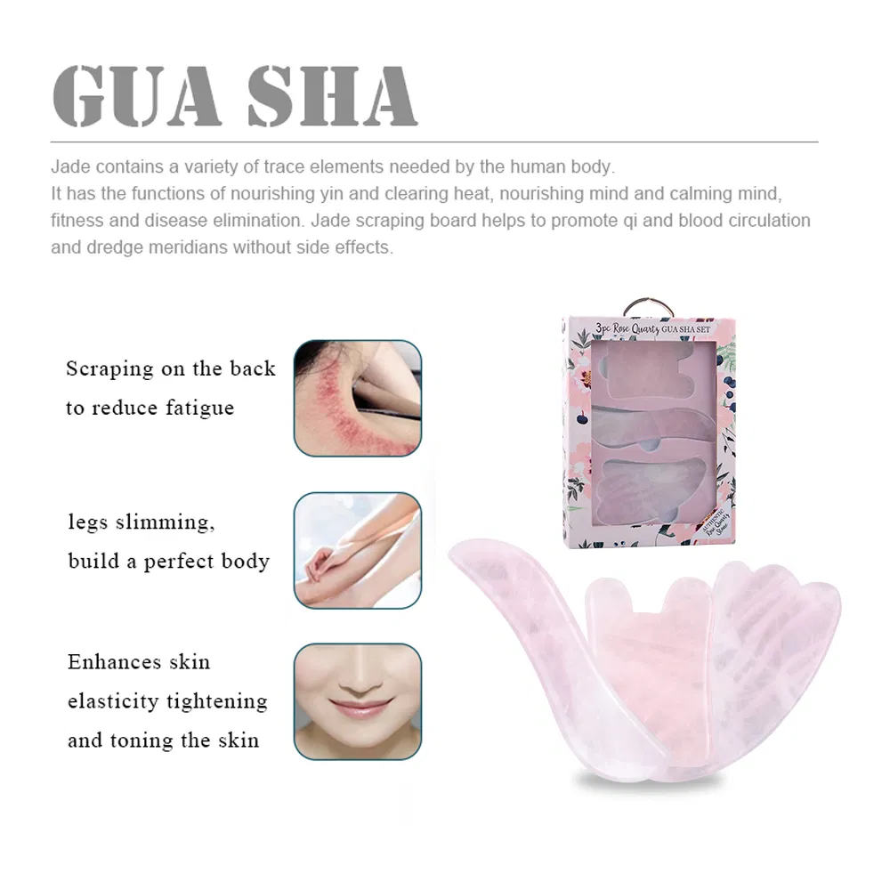 Placa de masaje facial de jade natural Guasha