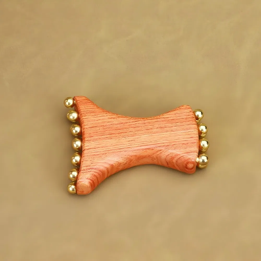 Herramienta de masaje de madera y latón, rodillo Gua Sha, herramienta facial Gua Sha