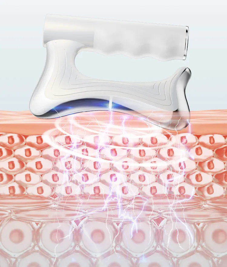 Nueva Tendencia Masajeador Eléctrico de Gua Sha de Microcorriente Caliente de Mano con Cuchilla de Fascia
