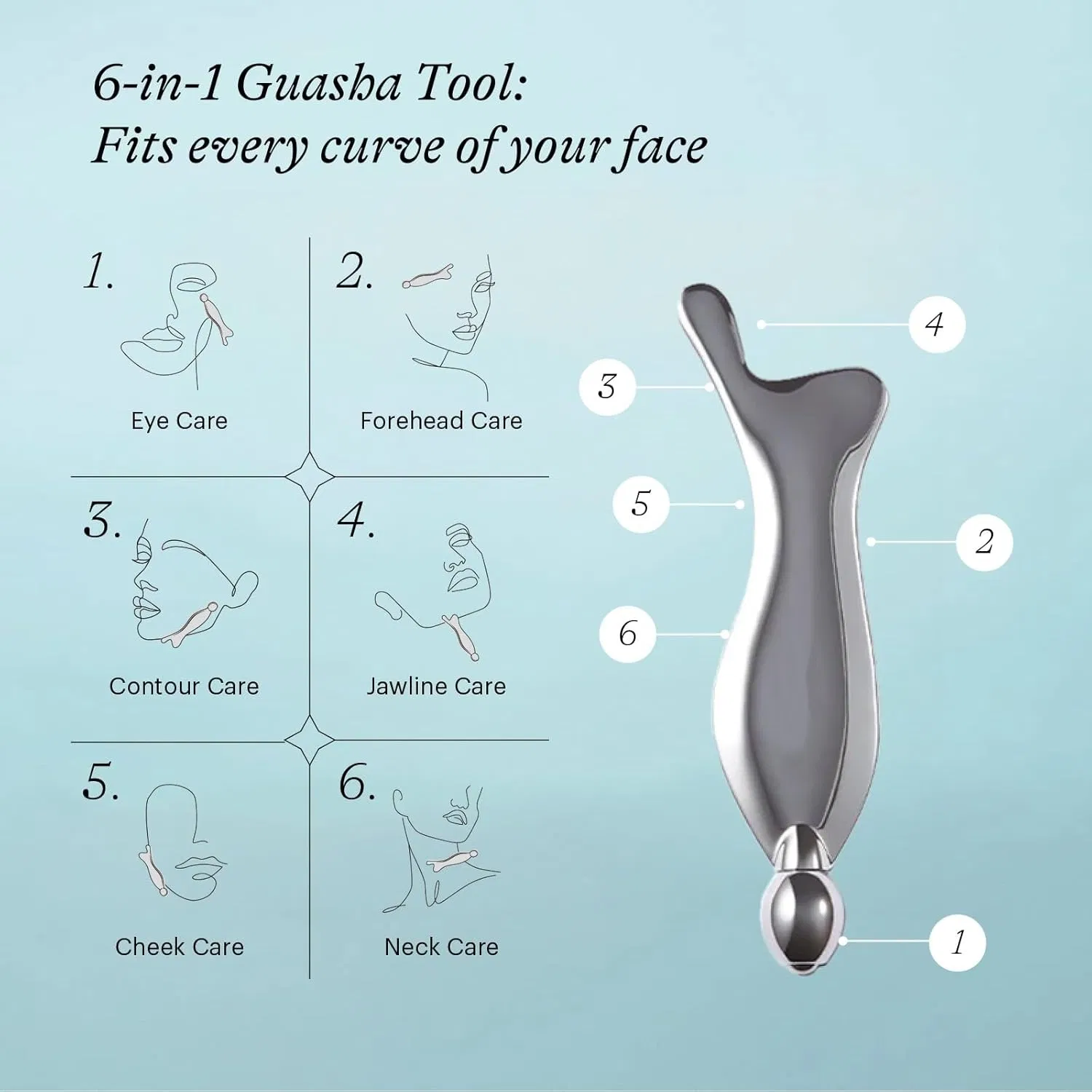 Placa de Gua Sha de metal, rodillo facial de aleación de zinc, herramienta de guasha para levantar y tensar la piel, rodillo en forma de pez