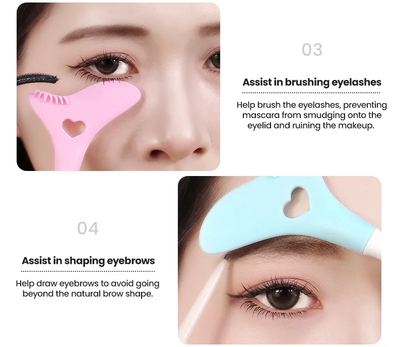 Herramienta de maquillaje para ojos, ayuda para el delineador de ojos y máscara de pestañas de silicona para masaje facial multifuncional