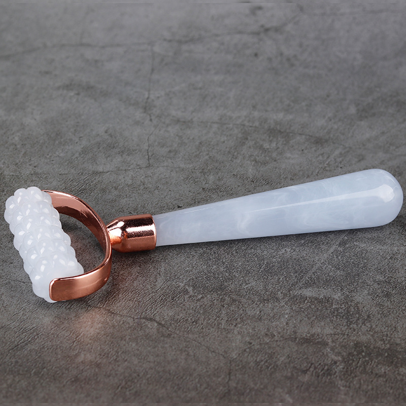 Rodillo facial de múltiples cuentas de flor de ciruelo de resina de cabeza única - Herramienta de masaje de mano para drenaje linfático y reafirmación de la piel