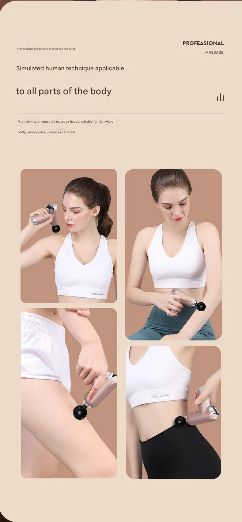 Resolviendo espasmos musculares por sobreesfuerzo proporcionando calor con un masajeador de pistola