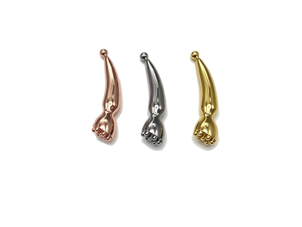 Nueva forma de cabezal de ducha de aleación de zinc, herramienta de masaje facial Gua Sha de metal en color plata y oro rosa, bolígrafo de acupuntura para el rostro