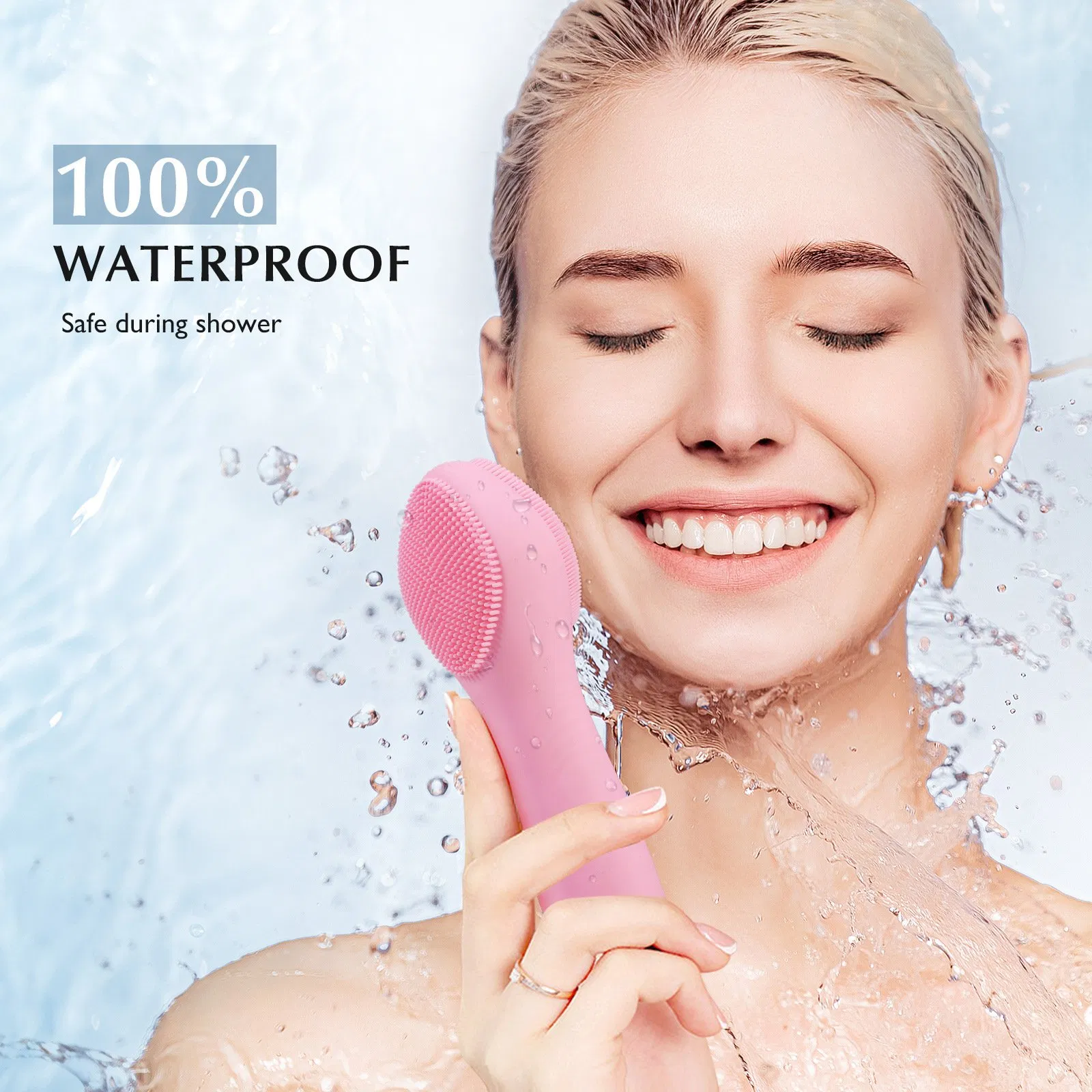 Cepillo Facial Eléctrico de Silicona de Grado Alimentario 2 en 1 Cepillo de Limpieza Facial