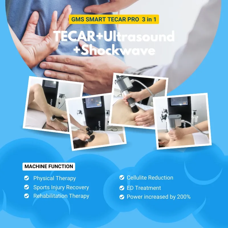Profesional 3 en 1 Máquina de Terapia de Ondas de Choque Tecar para la Recuperación Muscular