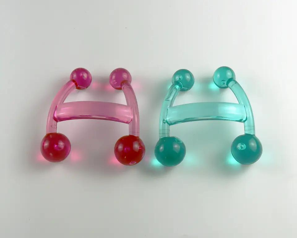 Herramienta de Masaje Manual para la Espalda con Forma de H de Plástico 4-Ball Perillas Cervicales de la Columna Vertebral Meridiana Acupresión