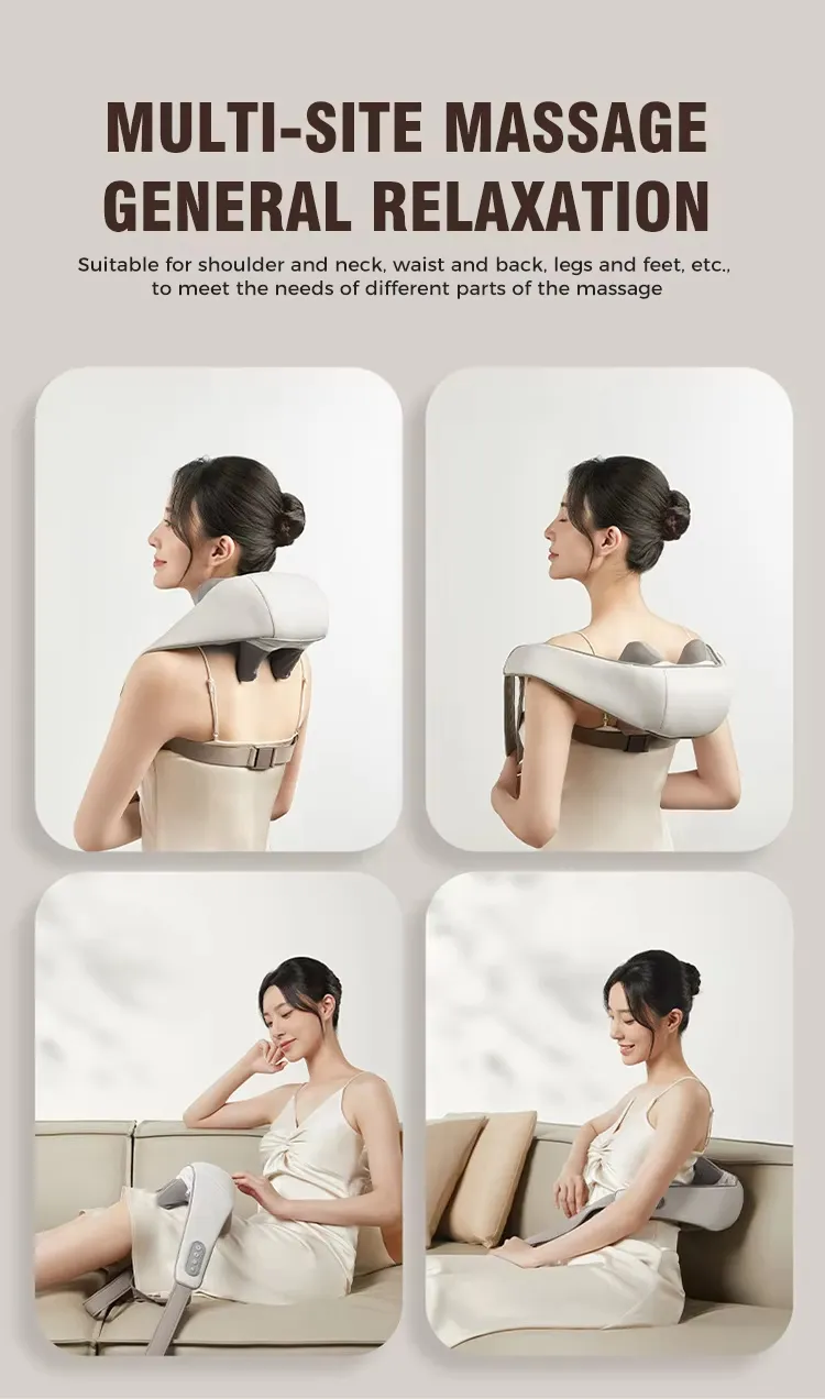 Masajeador de cuello ergonómico en forma de mano - Shiatsu inalámbrico con calefacción