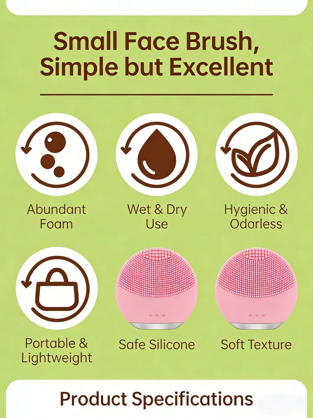 Cepillo de lavado facial de silicona suave con ventosa, limpieza profunda, exfoliación, cepillo de masaje para baño y cuero cabelludo