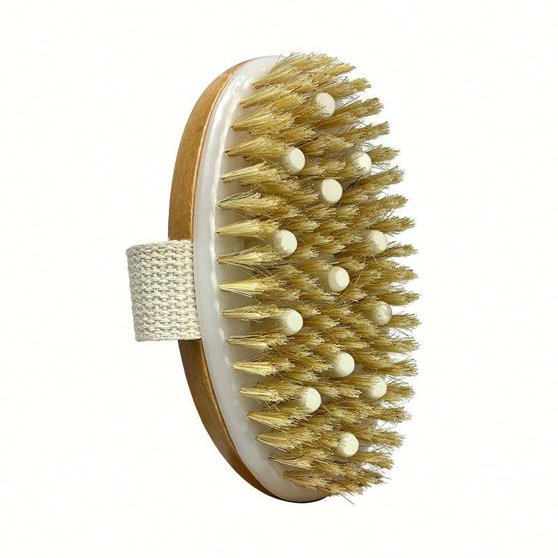 Cepillo de Cerdas de Jabalí Ecológico para el Cuerpo con Masaje, Exfoliante para Piel Seca, Cepillo de SPA