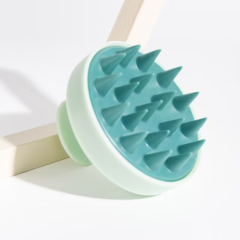 Cepillo de baño redondo de silicona para lavar el cabello, masajeador de cuero cabelludo, cepillo para champú
