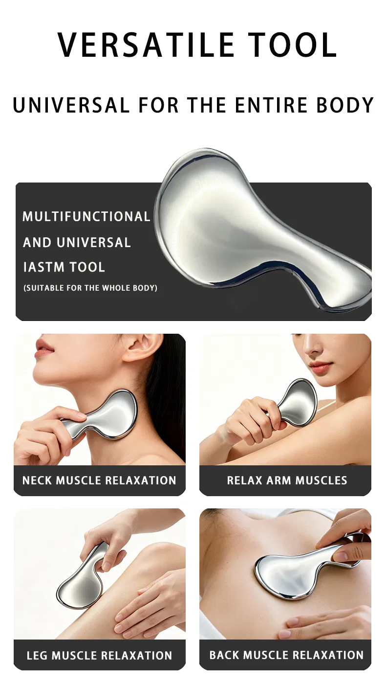 Herramienta de masaje facial Gua Sha de etiqueta privada gratuita 304 espátula de acero inoxidable personalizada