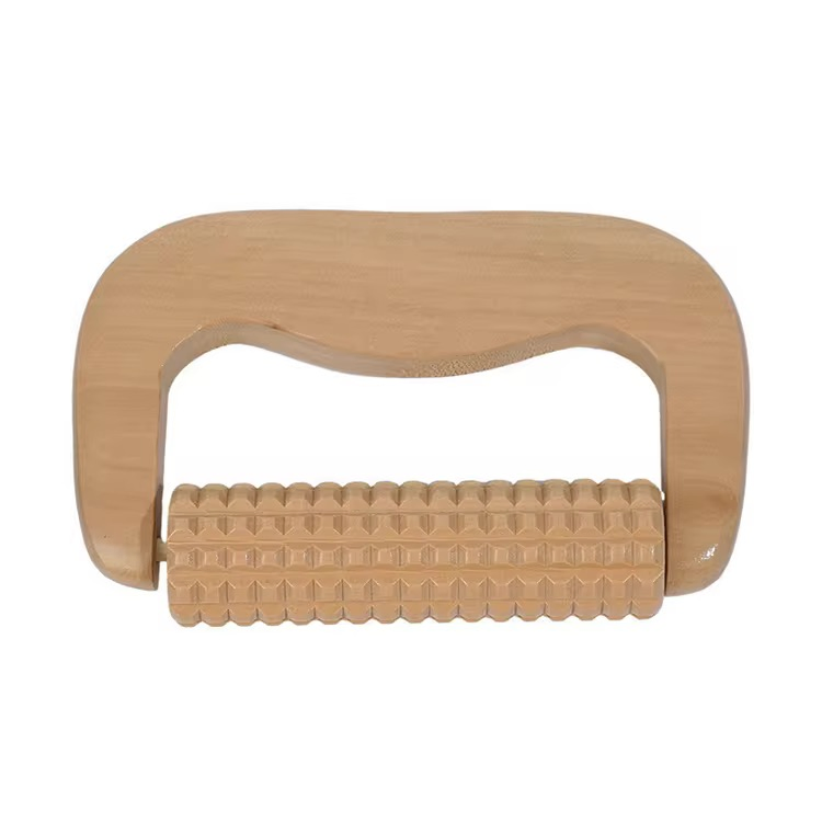 Masajeador de mano portátil de madera de haya personalizado al por mayor para la cara y el cuerpo mini