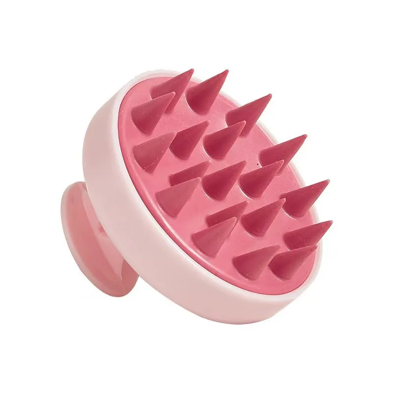 Cepillo de baño redondo de silicona para lavar el cabello, masajeador de cuero cabelludo, cepillo para champú