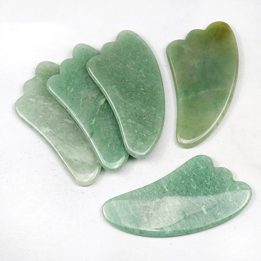 Herramienta de masaje facial de piedra Gua Sha de cerámica de jade natural, herramientas de guasha de jade para el cuidado de la piel