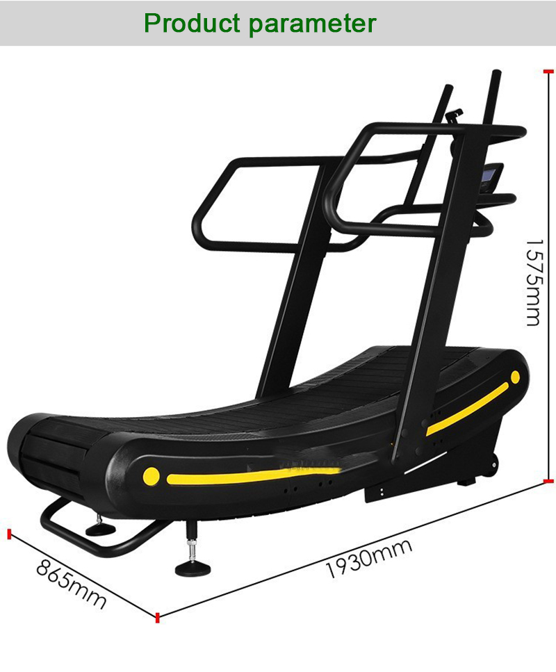 China Factory Commerical Fitness Equipment High Quality Unpowered Treadmills Non-Motorised Running Machine Gym Equipment Professional Curved Manual Treadmill