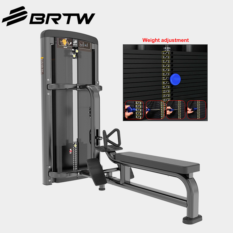 Gym Fitness Set with Plate Loaded Row Machine Seated Low Rowing Machine for Strength Training Exercise