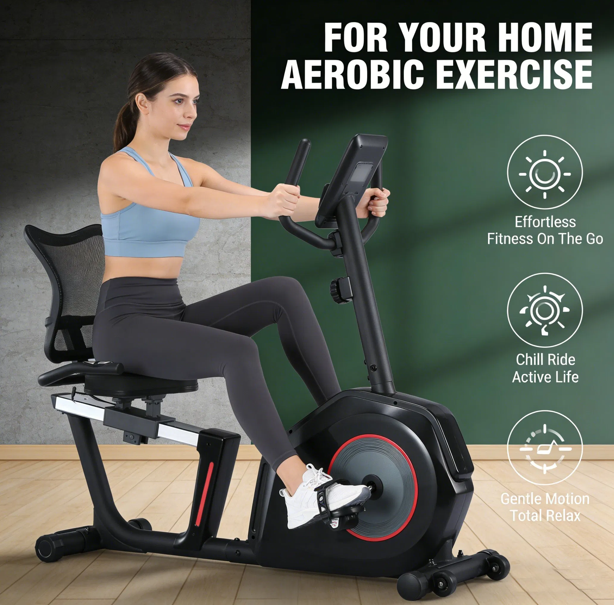 Factory Direct High Quality Magnetic Recumbent Exercise Bike for Home Use with 8 Levels of Magnetic Resistance by Manual