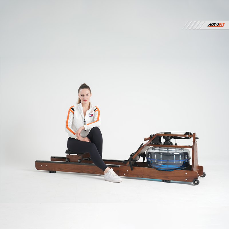 Gym Use Wooden Water Resistance Rower Adjustable Resistance &amp; Convenient Storage