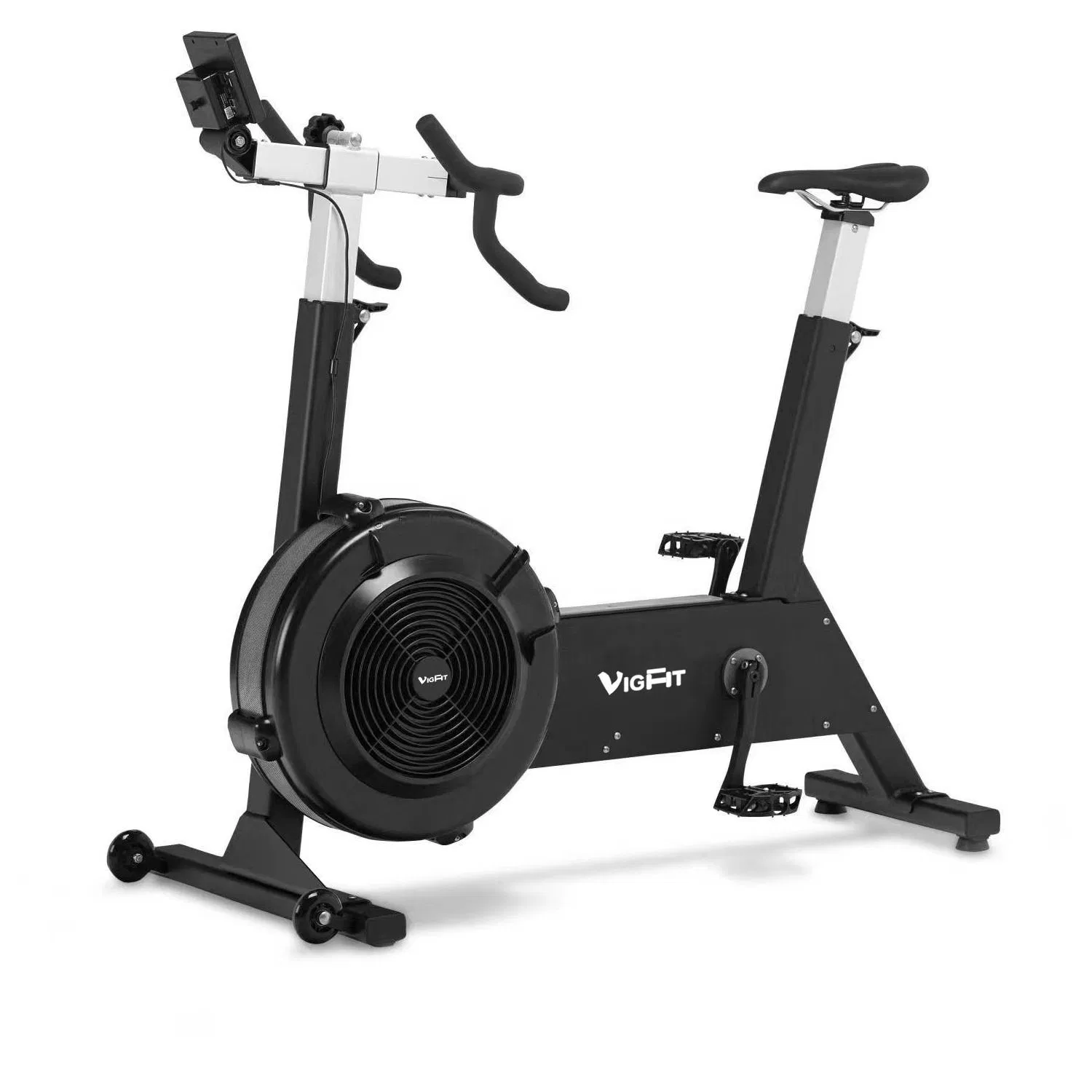 Air Resistance Exercise Bike with Flywheel LCD Display Adjustable Seat