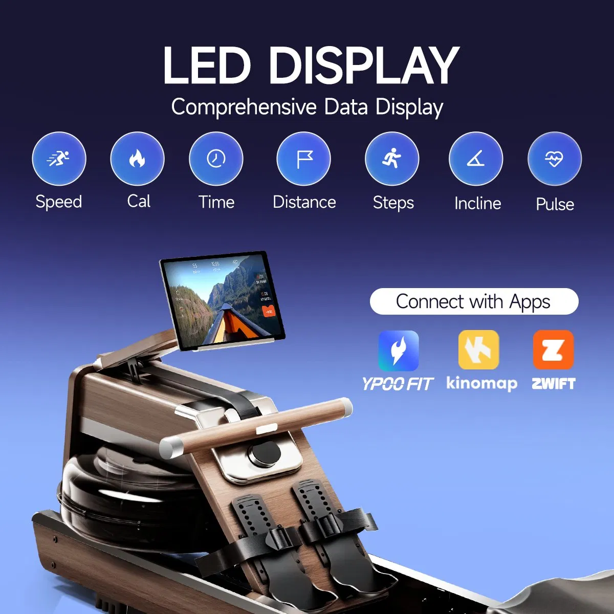 Ypoo Rowing Machine 1.7 Kg Flywheel Hydro-Magnetic Dual Resistance System