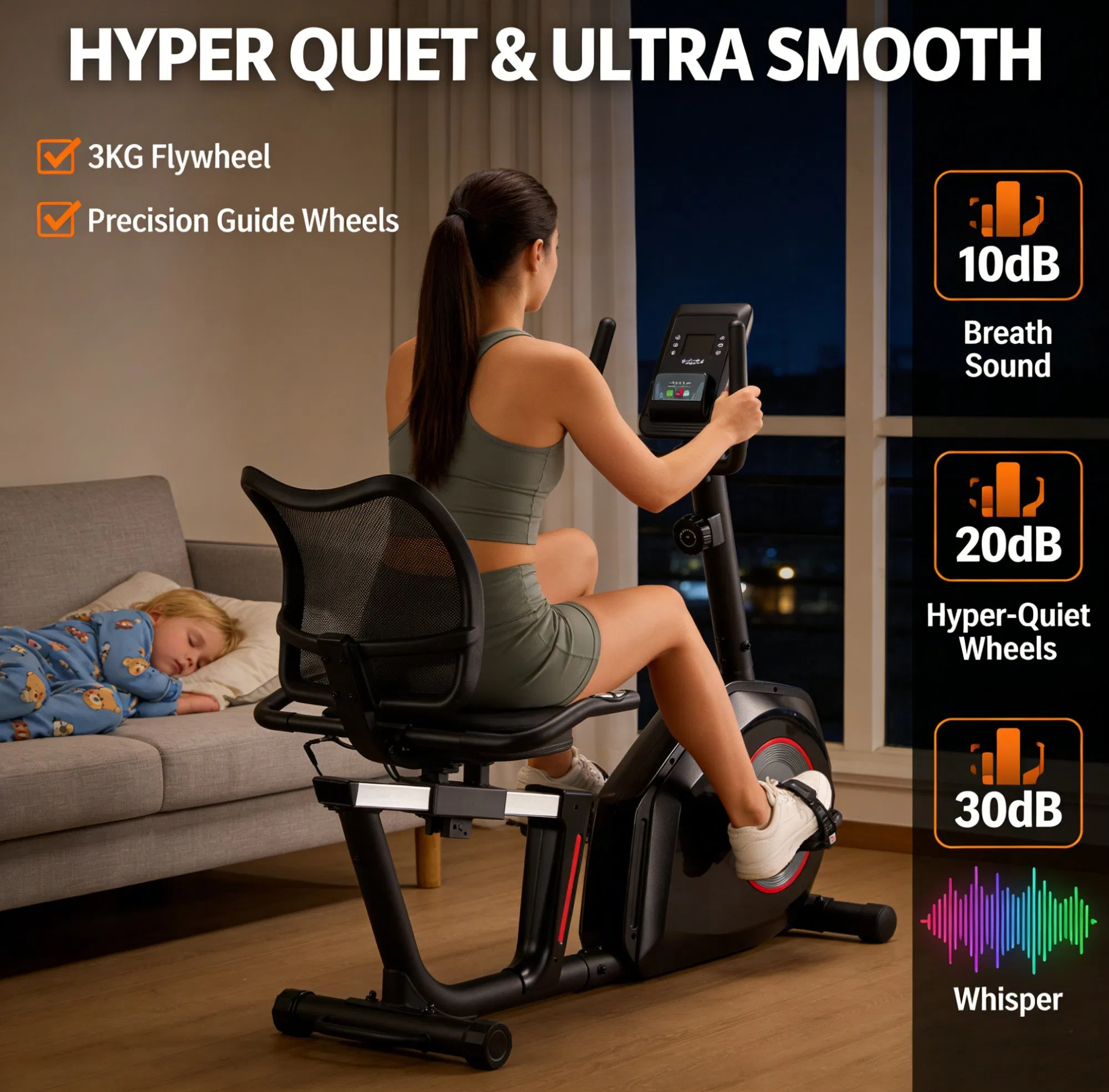 Factory Direct High Quality Magnetic Recumbent Exercise Bike for Home Use with 8 Levels of Magnetic Resistance by Manual