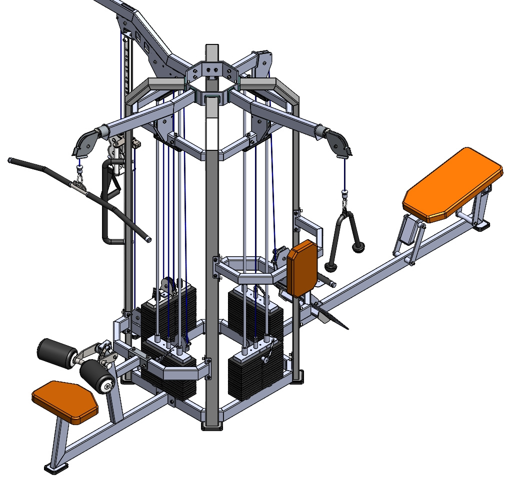 Customized Multi Functional Weight Bench Weight Training Bench Cable Crossover 4-Station Multi Jungle Gym Station