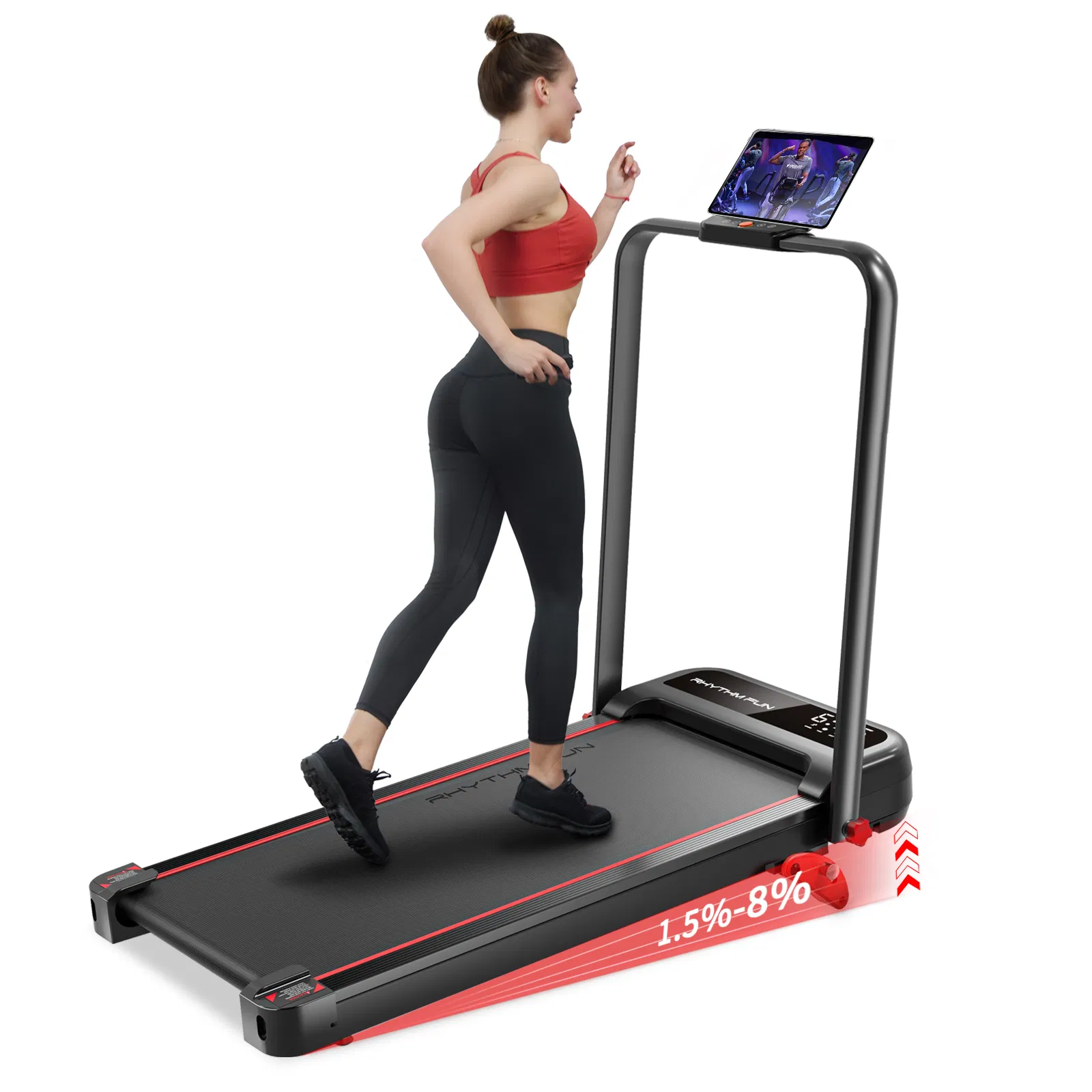 Ypoo New Motorized Under Desk Foldable Exercise Running machine Incline Foldable Portable Home Walking Pad Treadmill for Home Use with Handle Bar Walkingpad
