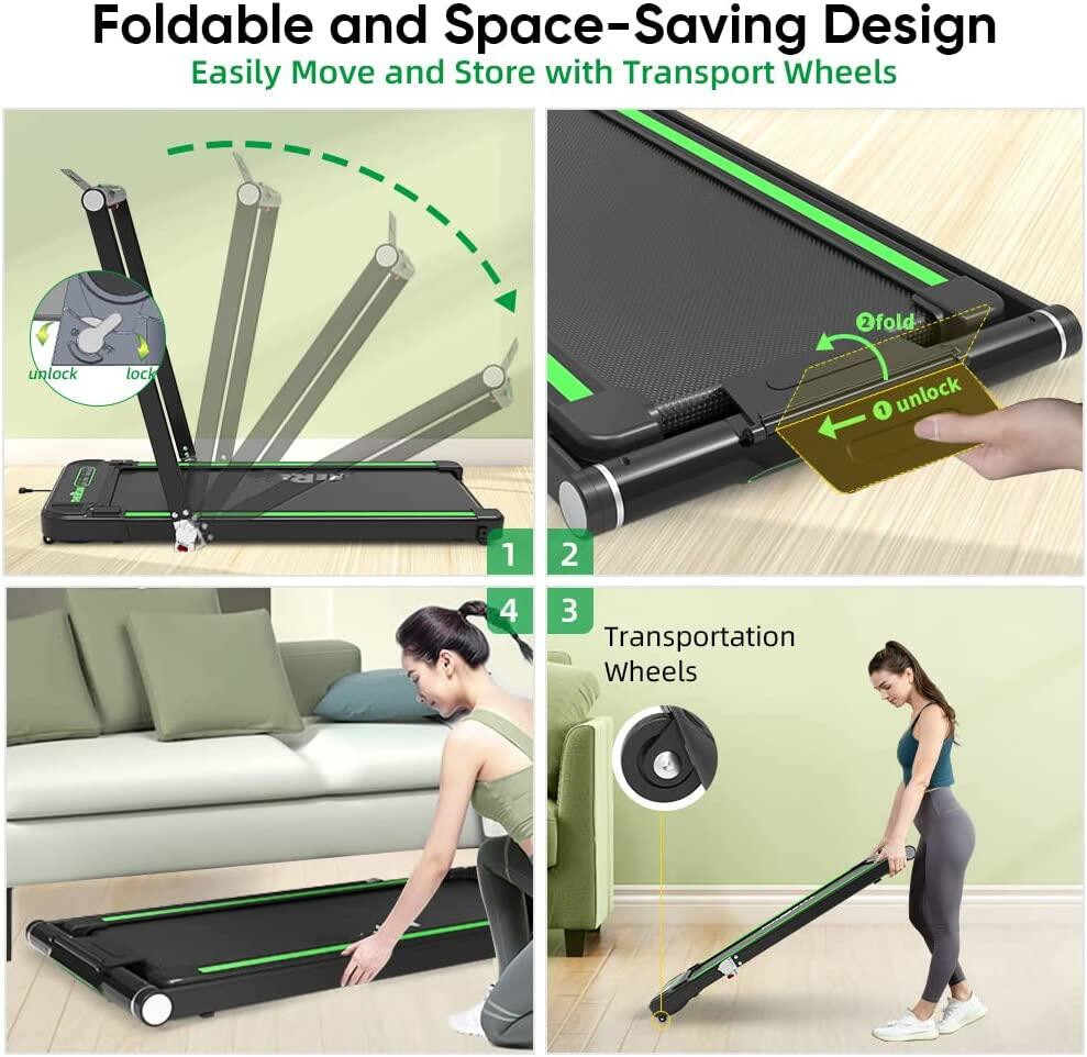 2 in 1 Under Desk Walking Running Pad Treadmill for Home Office