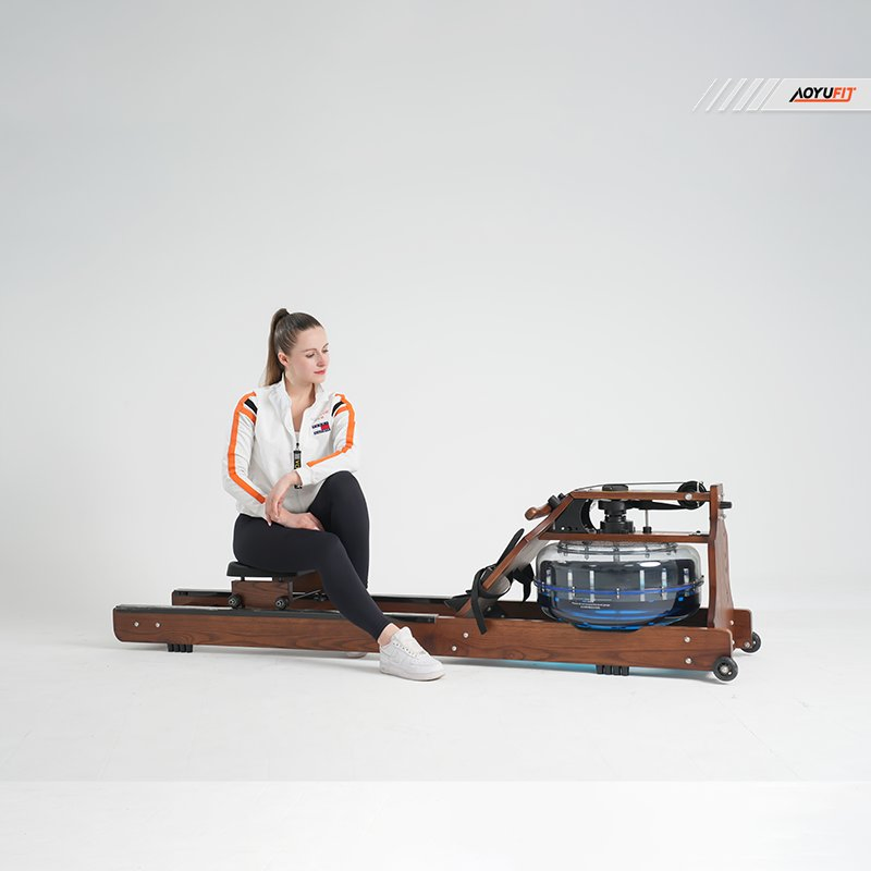 Gym Use Wooden Water Resistance Rower Adjustable Resistance &amp; Convenient Storage